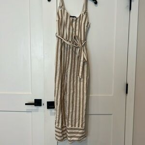 Tan and white striped jumpsuit